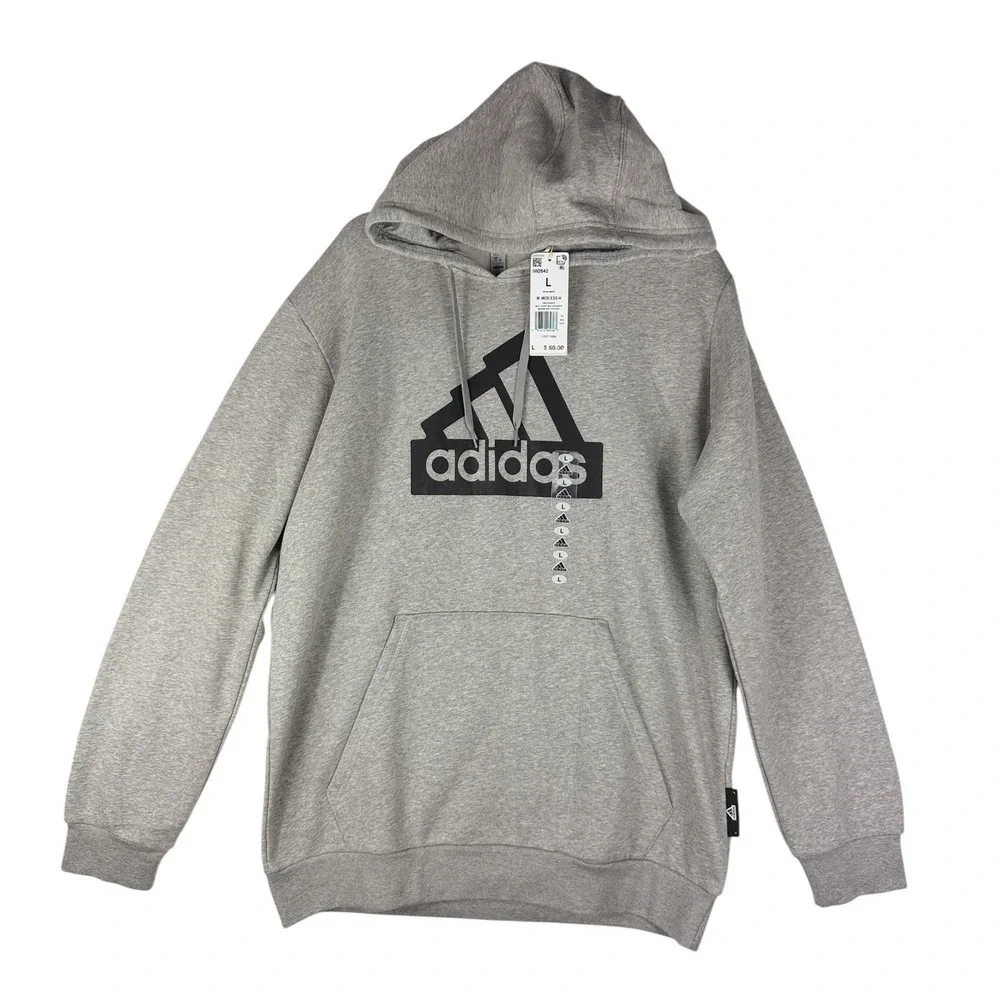 Adidas Mens M MOD ESS H Pullover‎ Hoodie Medium Grey Heather IW2642 Large NWT